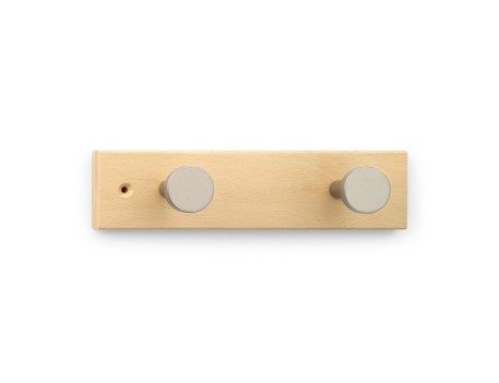 COLGADOR PARED MADERA HAYA 2 POMOS NATURAL