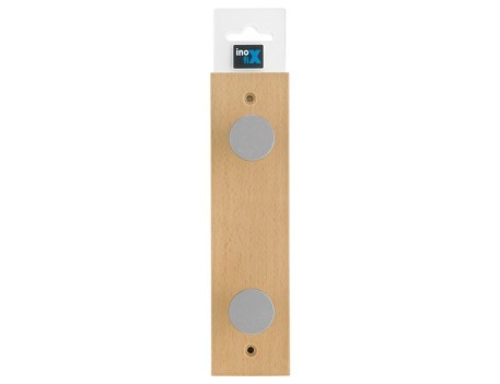 COLGADOR PARED MADERA HAYA 2 POMOS NATURAL