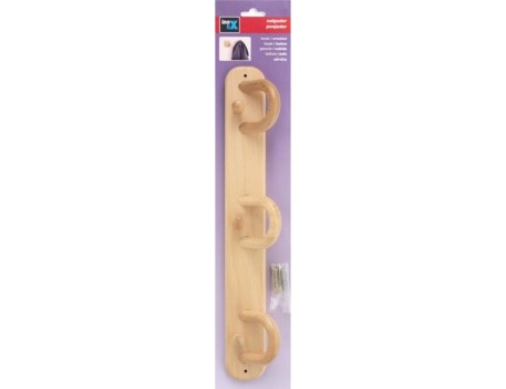 COLGADOR PARED MADERA HAYA 3 GANCHOS DOBLES