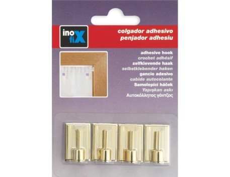 COLGADOR ADHESIVO DORADO PORTAVISILLOS 4 UD