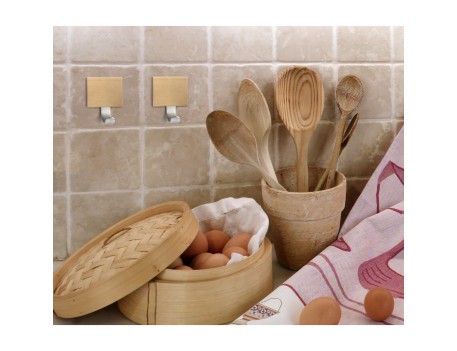 COLGADOR ADHESIVO WENGUE ACERO INOXIDABLE
