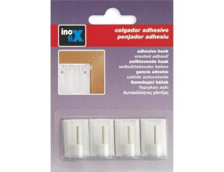 BLISTER 4 COLGADORES ADHESIVOS BLANCOS PORTAVISILLOS