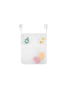 CESTA MALLA CON VENTOSA JUGUETES BAÑO 43X53CM BLANCA