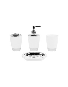 SET 4 ACCESORIOS BAÑO CALIA BLANCO CROMO 344