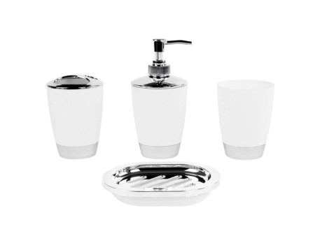 SET 4 ACCESORIOS BAÑO CALIA BLANCO CROMO 344