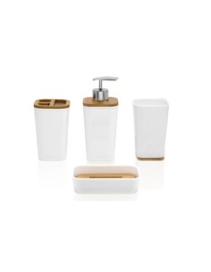 SET BAÑO INDRA 4 PIEZAS BLANCO BAMBÚ AC.346