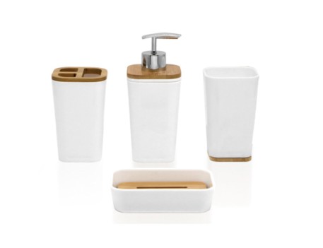 SET BAÑO INDRA 4 PIEZAS BLANCO BAMBÚ AC.346