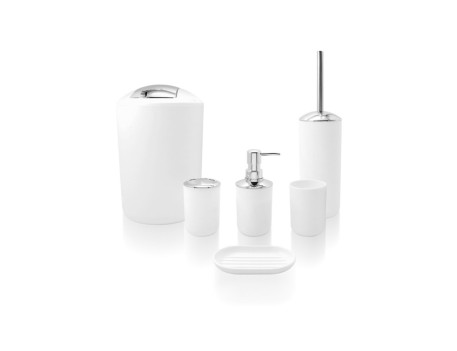 SET 6 ACCESORIOS BAÑO MINDI BLANCO CROMO 345
