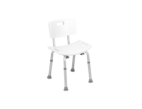 SILLA DUCHA ALUMINIO BLANCA CON RESPALDO