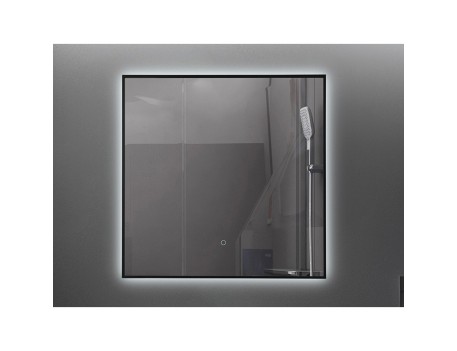 ESPEJO ENZO LED 80X80CM MARCO NEGRO ILUMINACIÓN