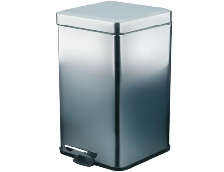 PAPELERA PEDAL 12L CUADRADA INOX BRILLO CON CUBO