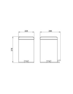 PAPELERA PEDAL 12L CUADRADA INOX BRILLO CON CUBO 2