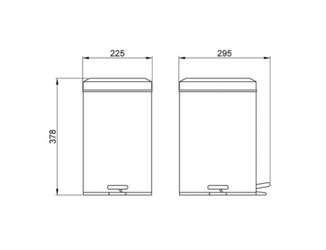 PAPELERA PEDAL 12L CUADRADA INOX BRILLO CON CUBO