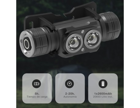 LINTERNA FRONTAL LED RECARGABLE 40W 3000 LÚMENES