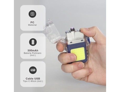 LINTERNA LED COB 2W CON MECHERO ELÉCTRICO USB