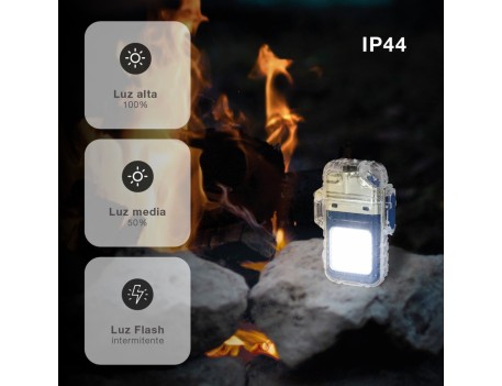 LINTERNA LED COB 2W CON MECHERO ELÉCTRICO USB