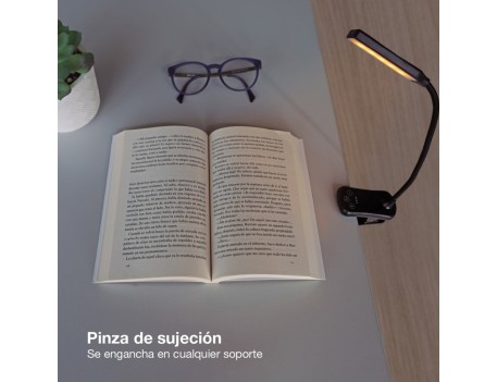 LINTERNA LED LECTURA AJUSTABLE CON PINZA 100LM