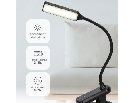 LINTERNA LED LECTURA AJUSTABLE CON PINZA 100LM
