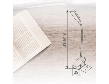 LINTERNA LED LECTURA AJUSTABLE CON PINZA 100LM