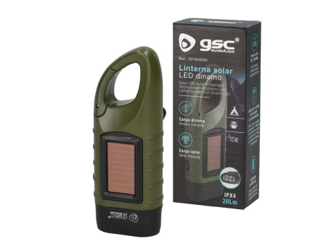 LINTERNA SOLAR LED CON DINAMO ECOLÓGICA 20LM