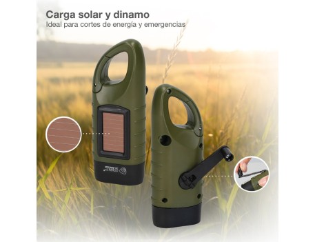 LINTERNA SOLAR LED CON DINAMO ECOLÓGICA 20LM