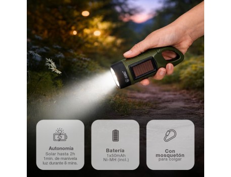 LINTERNA SOLAR LED CON DINAMO ECOLÓGICA 20LM