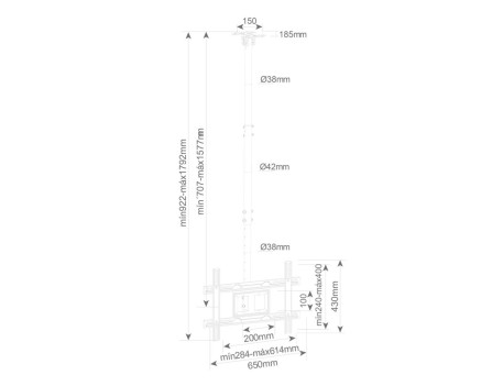 SOPORTE TECHO EXTENSIBLE TV 37-80 GIRATORIO