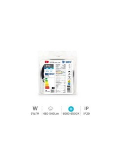 KIT TIRA LED 5M 6W/M IP20 LUZ FRÍA 6000K-6500K