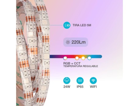 KIT TIRA LED 5M WIFI Y BLUETOOTH INTERIOR