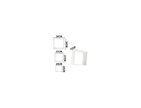 TRIPLE CUBO RECTO MDF 30-27-24CM BLANCO PARED