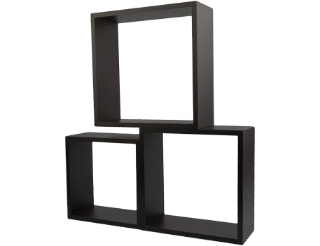 TRIPLE CUBO RECTO MDF 30-27-24CM NEGRO PARED