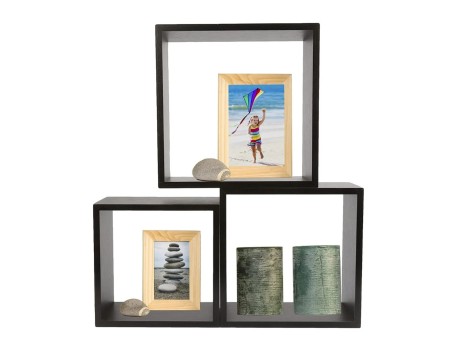 TRIPLE CUBO RECTO MDF 30-27-24CM NEGRO PARED