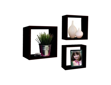 TRIPLE CUBO RECTO MDF 30-27-24CM NEGRO PARED