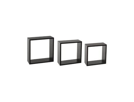 TRIPLE CUBO RECTO MDF 30-27-24CM NEGRO PARED