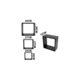 TRIPLE CUBO RECTO MDF 30-27-24CM NEGRO PARED