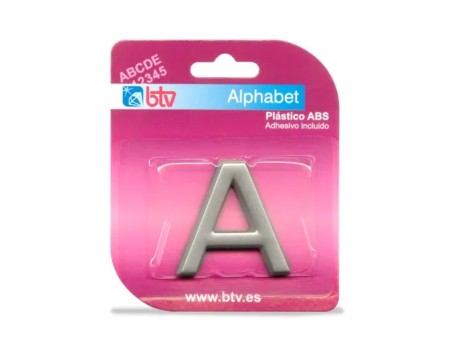 LETRA ADHESIVA A ABS PLATA 40MM BTV