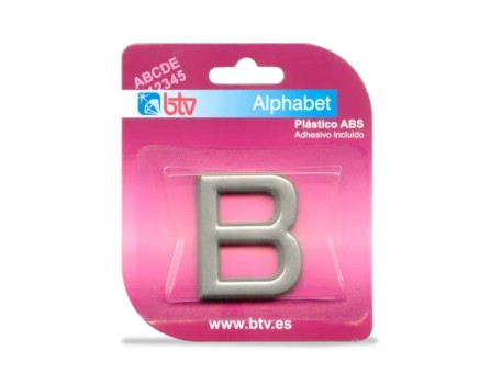 LETRA ADHESIVA B ABS PLATA 40MM BTV