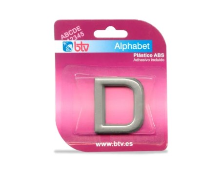 LETRA ADHESIVA D ABS PLATA 40MM BTV