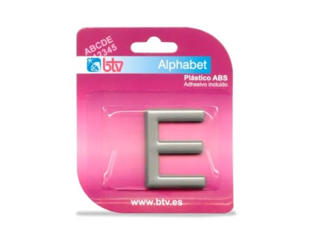 LETRA ADHESIVA E ABS PLATA 40MM BTV