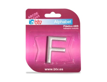 LETRA F ADHESIVA ABS PLATEADA 40MM SEÑALIZACIÓN