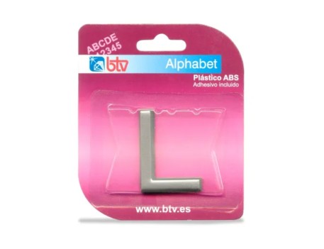 LETRA L ADHESIVA ABS ACABADO PLATA 40MM BTV