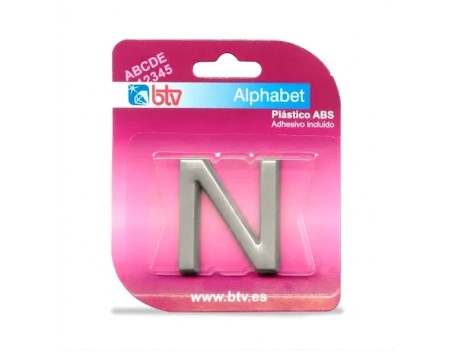 LETRA N ADHESIVA ABS ACABADO PLATA 40MM BTV