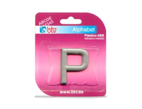 LETRA P ADHESIVA ABS PLATEADA 40MM SEÑALIZACIÓN