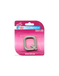 LETRA Q ADHESIVA ABS PLATEADA 40MM SEÑALIZACIÓN