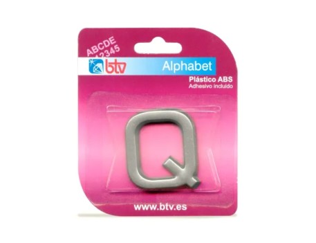 LETRA Q ADHESIVA ABS PLATEADA 40MM SEÑALIZACIÓN
