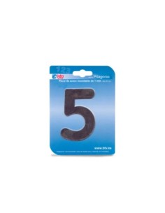 PLACA NÚMERO 5 ACERO INOXIDABLE 8.5CM BTV