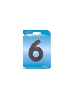PLACA NÚMERO 6 ACERO INOXIDABLE 8.5CM BTV