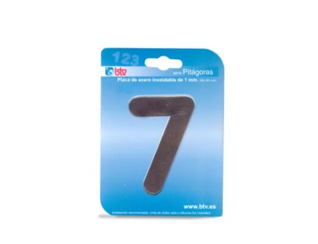 PLACA NÚMERO 7 ACERO INOXIDABLE 8.5CM BTV