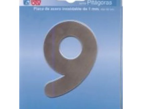 PLACA NÚMERO 9 ACERO INOXIDABLE 85MM BTV