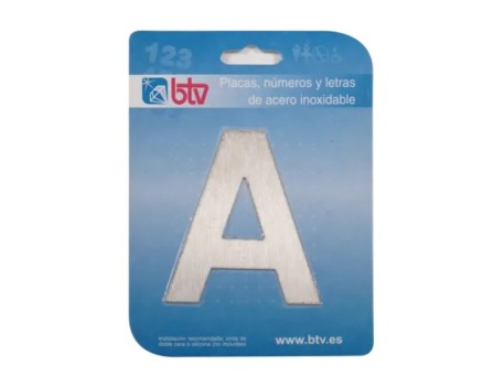 PLACA LETRA A ACERO INOXIDABLE 85MM BTV